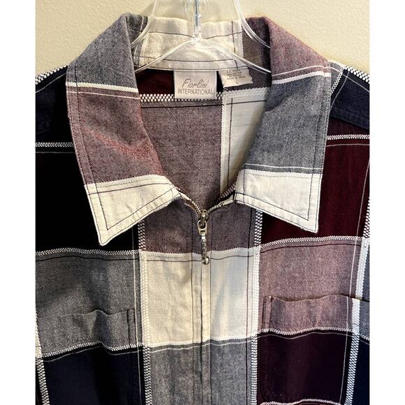 Fiorlini International, Plaid, Zip front shirt, collar, L - Picture 2 of 9